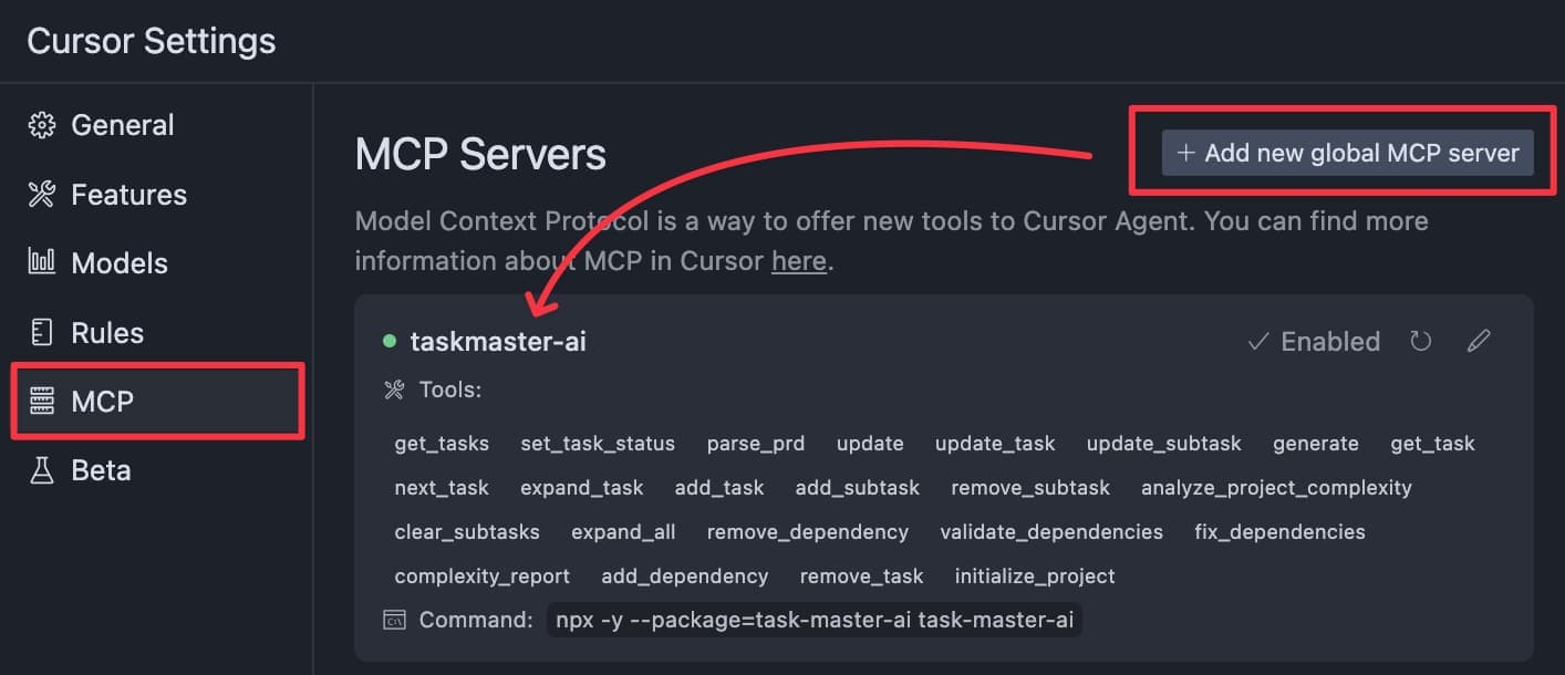MCP settings in Cursor: how to add a server
