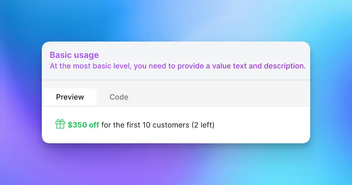 Landing Page Discount Component