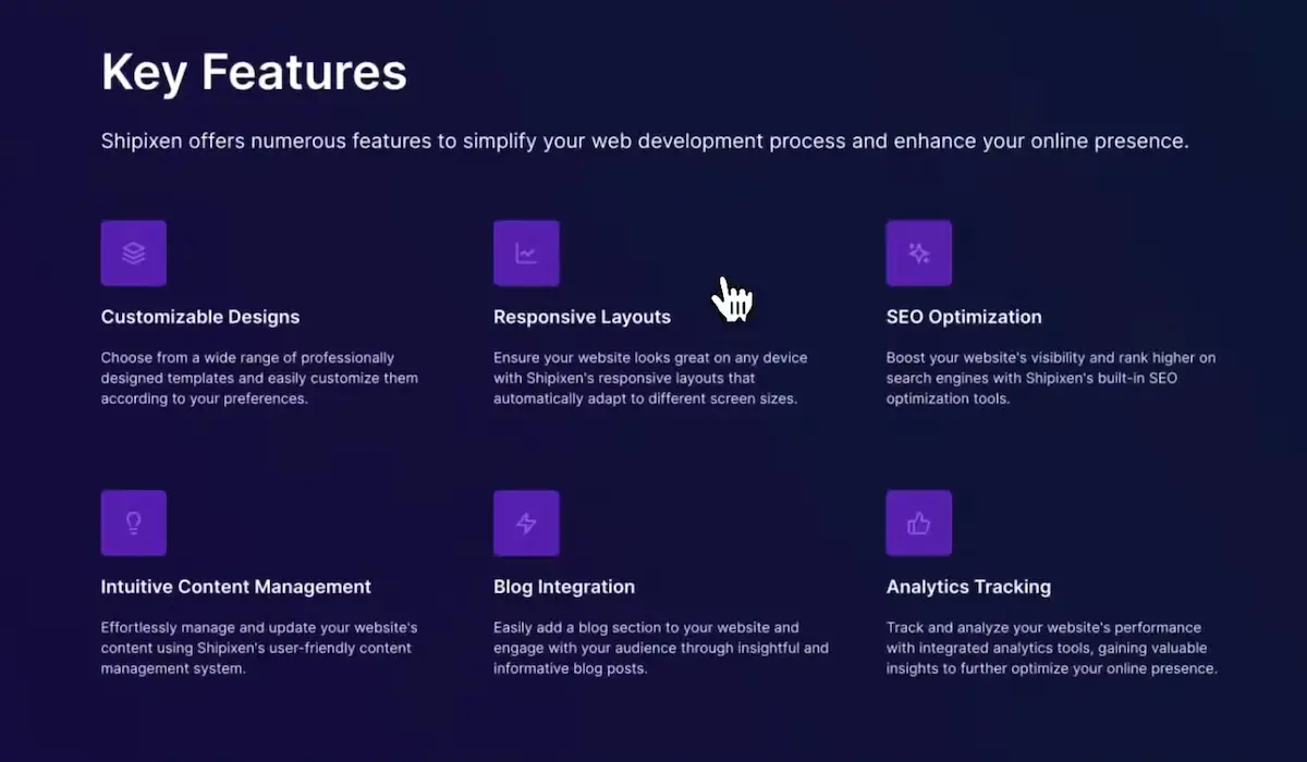 Landing Page Feature List Component