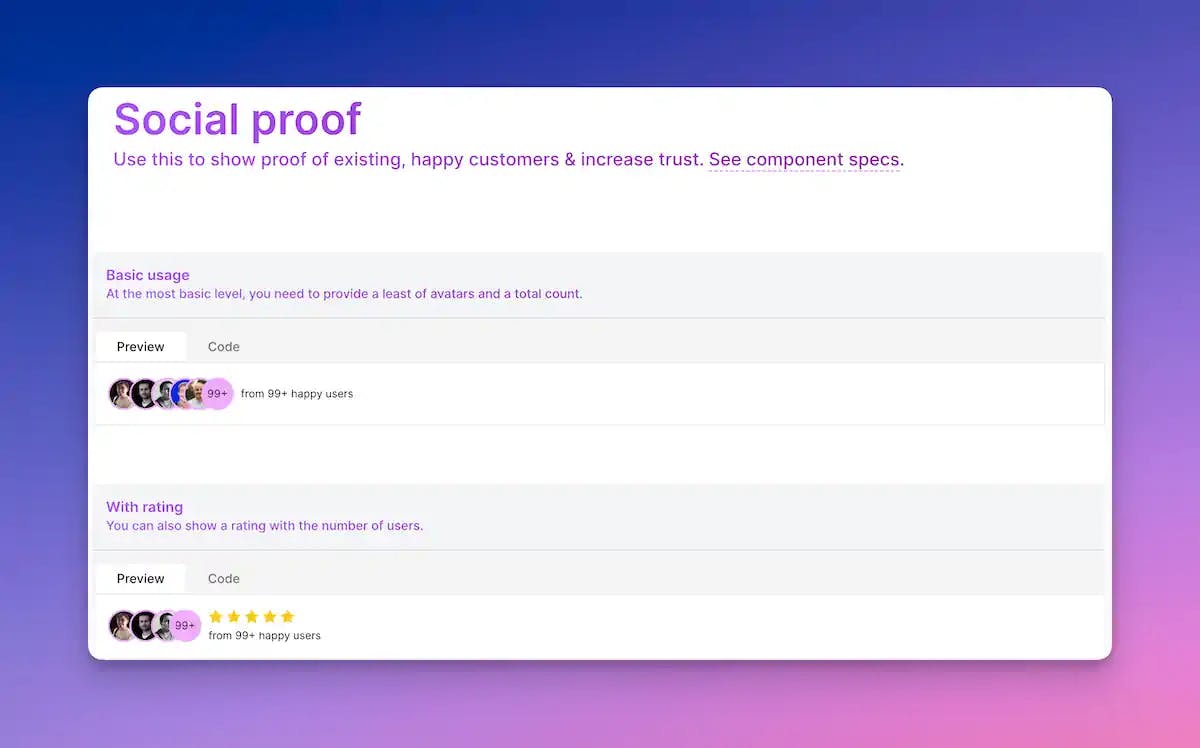 Landing Page Social Proof Component