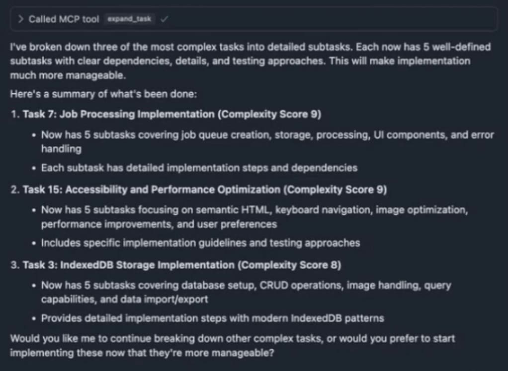 Expanding tasks in Cursor with Taskmaster AI