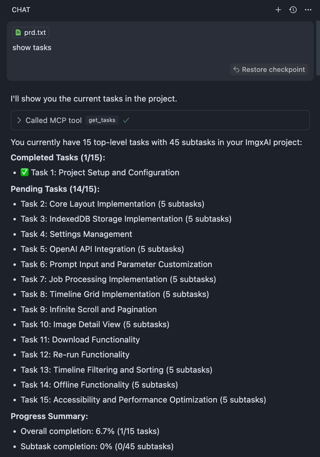 Showing tasks in Cursor with Taskmaster AI