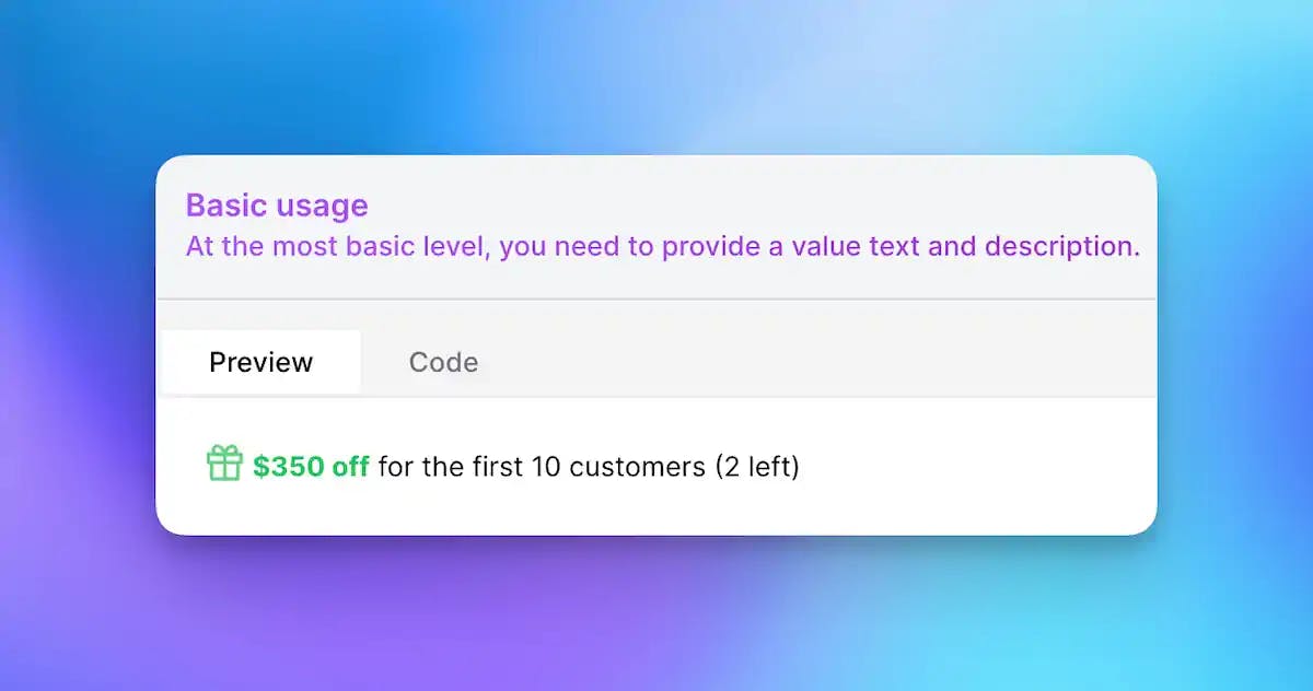 Landing Page Discount Component