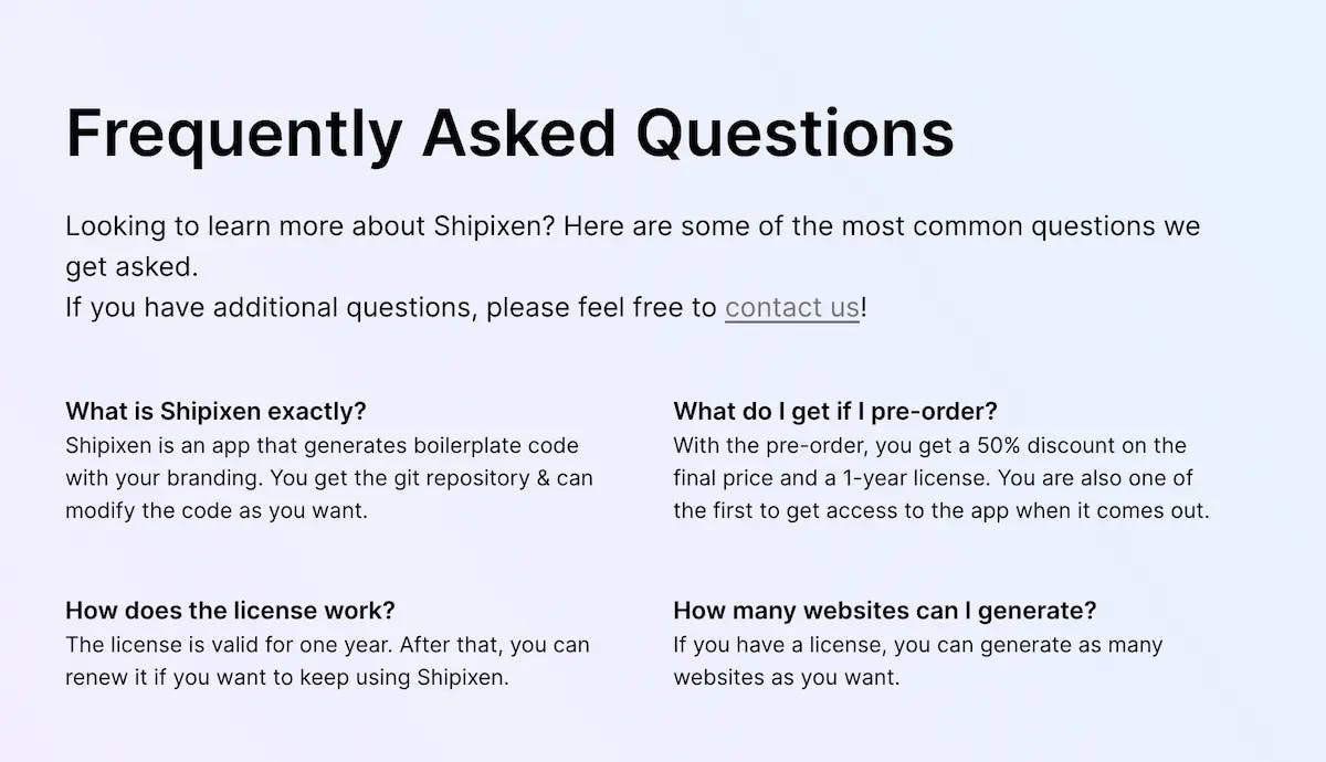 Landing Page FAQ Component