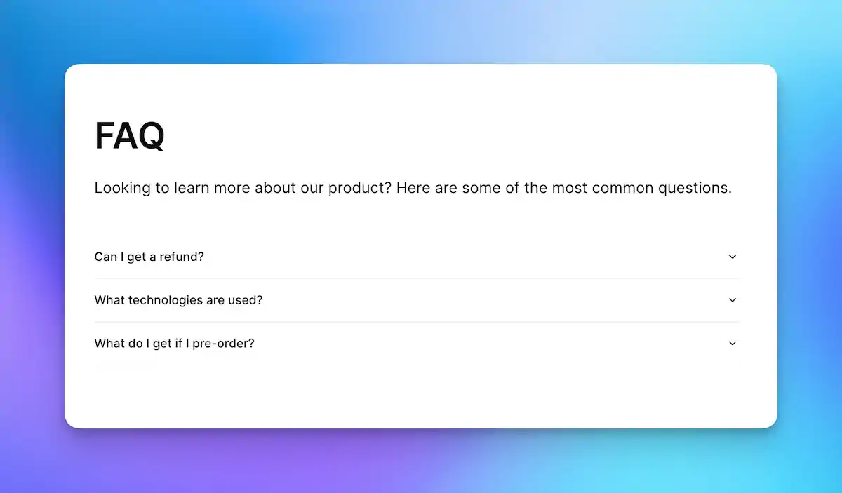 Landing Page FAQ Collapsible Component | Beautiful & performant Next.js ...