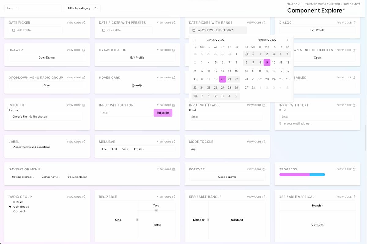 Component Explorer: all Shadcn components, themes & fonts | Beautiful ...